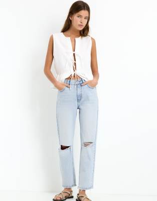 Jean mom avec dchirures - dlav - Pull & bear - Modalova