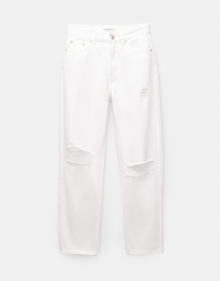 Pull&Bear - Jean mom déchiré - Blanc - view 1