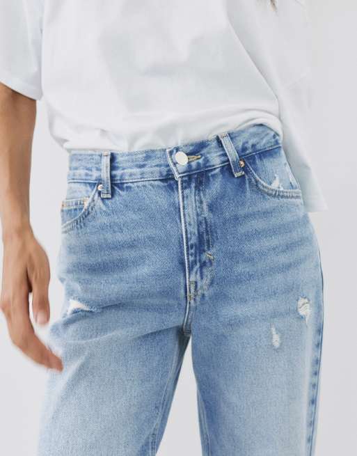 Pull&Bear - Jean mom déchiré - Indigo, 3 de 6