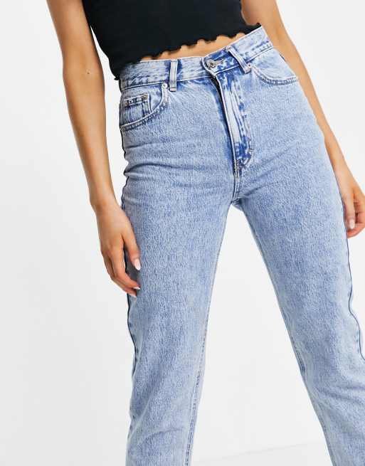 Jean mom taille discount haute bleu clair