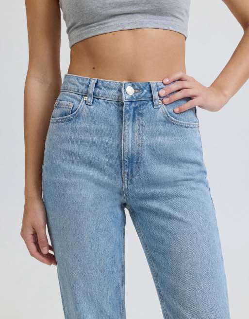 Pull&Bear - Jean mom taille haute - Bleu moyen, 3 de 7