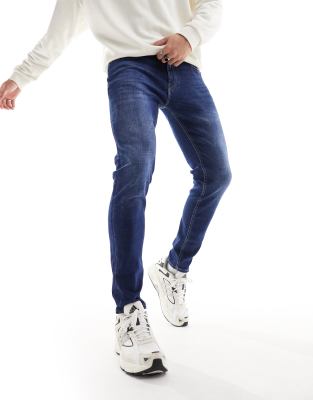 Pull&Bear skinny fit jeans in dark blue - ASOS Price Checker