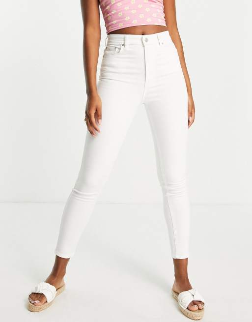 Pull Bear Jean skinny taille haute Blanc