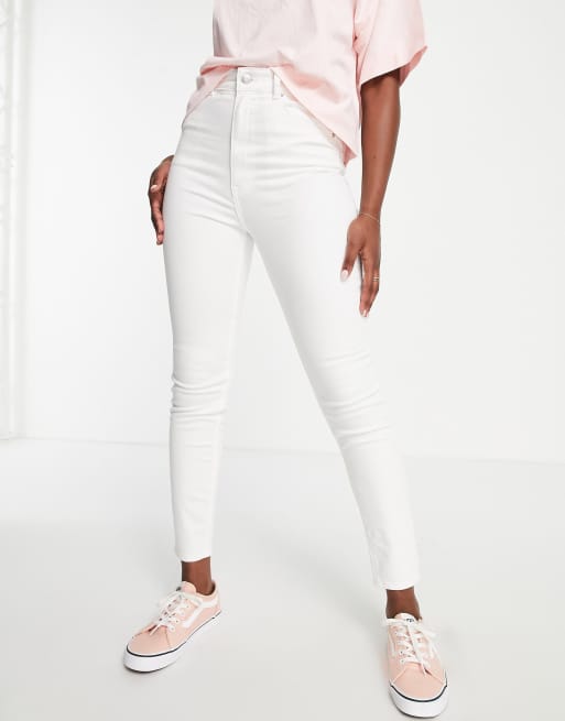 Pull Bear Jean skinny taille haute Blanc ASOS