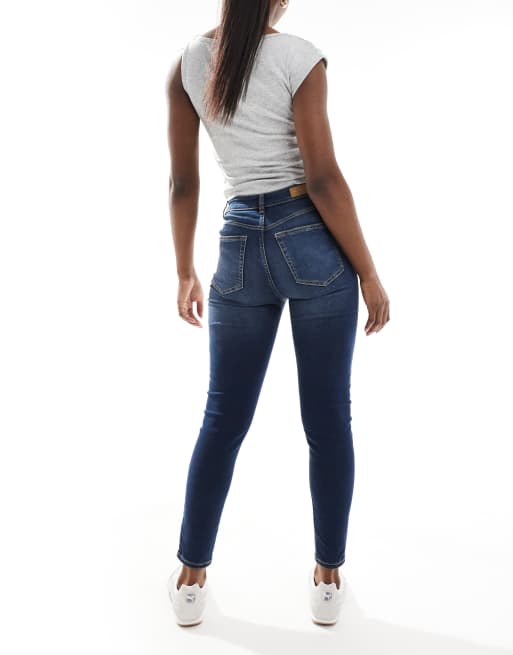 Pull&Bear - Jean skinny taille haute - Bleu foncé, 3 de 5