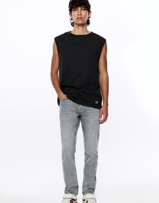 Pull & Bear - Jean slim - Gris foncé