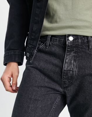 Jeans délavés Pull&Bear - Jean slim style années 90 - Noir délavé