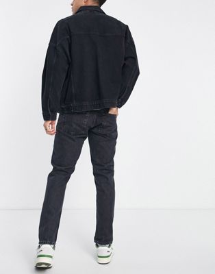 Jeans délavés Pull&Bear - Jean slim style années 90 - Noir délavé
