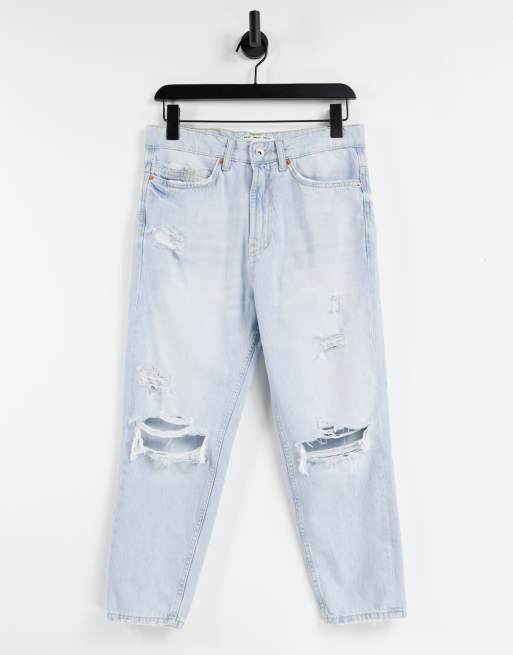 Pull&Bear - Jean style décontracté à déchirures - Bleu clair