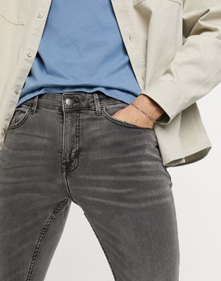 Jeans délavés Pull&Bear - Jean super skinny - Gris