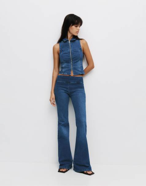 Pull&Bear - Jeans a campana a vita bassa blu scuro - view 1