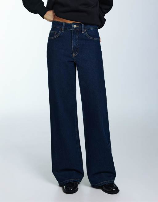 Pull&Bear - Jeans a fondo ampio blu indaco scuro, 2 di 4