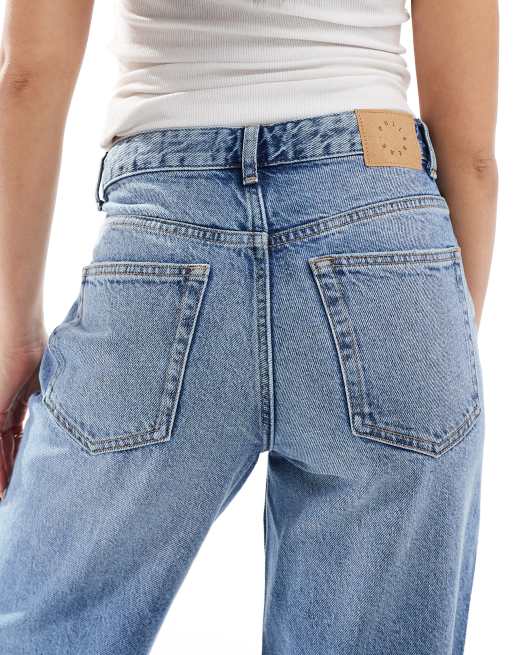 Pull&Bear - Jeans a fondo ampio e vita alta blu medio, 4 di 5