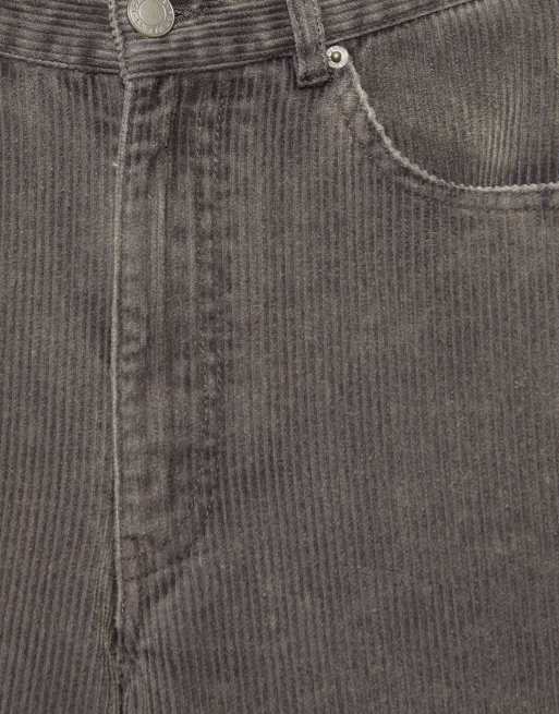 Pull&Bear - Jeans a fondo ampio grigi in tessuto a coste, 2 di 3