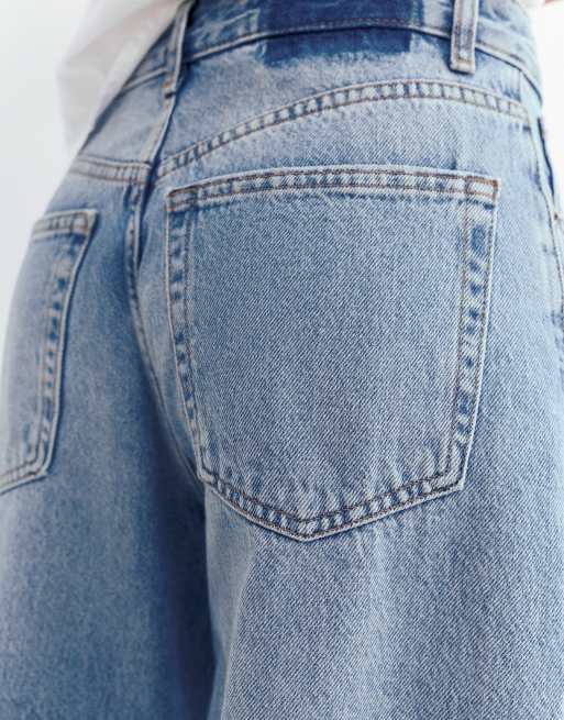 Pull&Bear - Jeans a fondo ampio patchwork blu medio, 4 di 4
