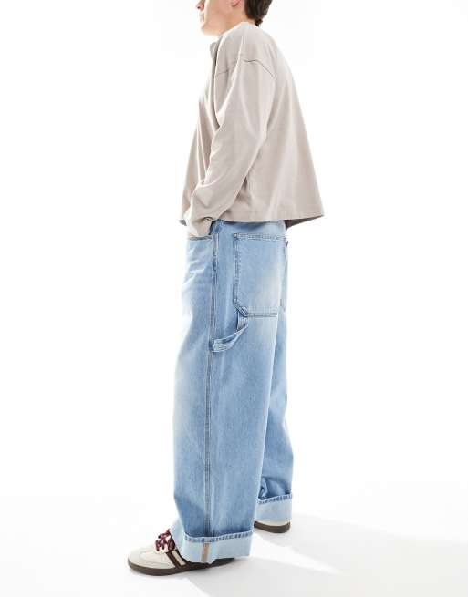 Pull&Bear Jeans arrotolati extra ampi blu chiaro ASOS