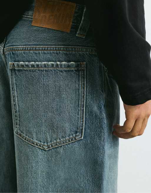 Pull&Bear jeans baggy a palloncino blu neon, 5 di 7