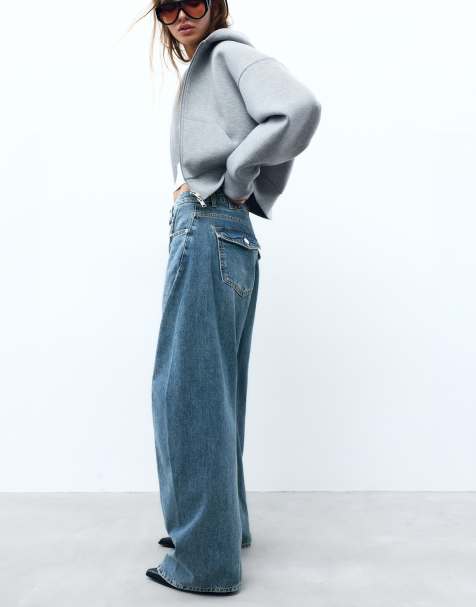 Pull&Bear jeans baggy balloon con cuciture blu scuro - view 1