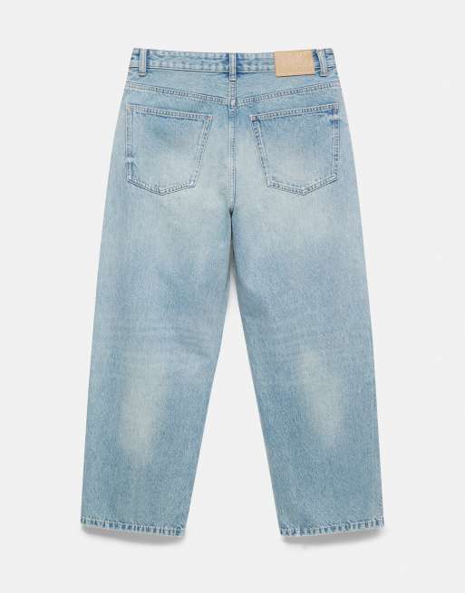 Pull&Bear jeans baggy relaxed color indaco chiaro, 3 di 3