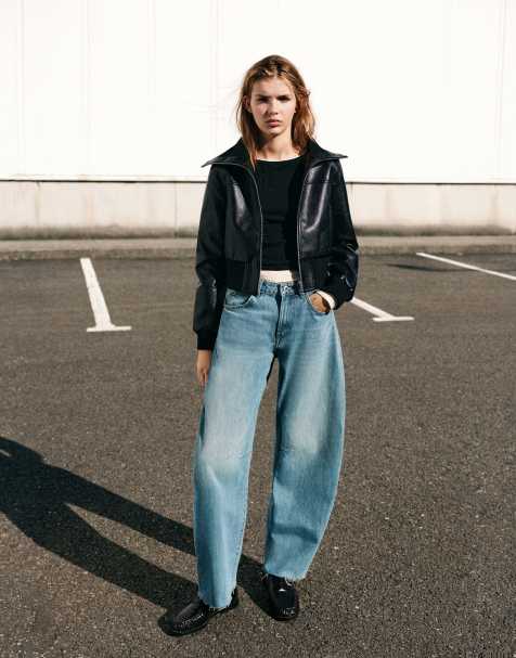 Pull&Bear jeans balloon a vita media in blu verdastro - view 1