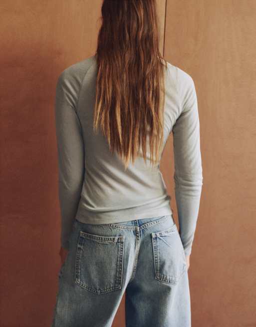 Pull&Bear jeans barrel con strass in blu medio, 4 di 7