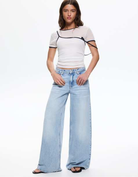 Pull&Bear - Jeans blu pallido a fondo ampio e a vita bassa - view 1