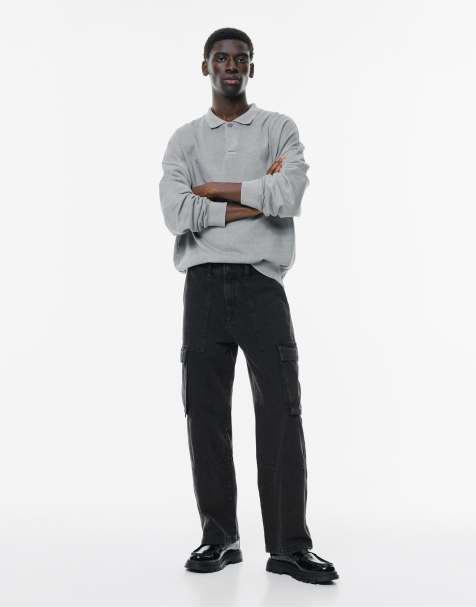 Pull&Bear - Jeans cargo ampi nero sbiadito - view 1