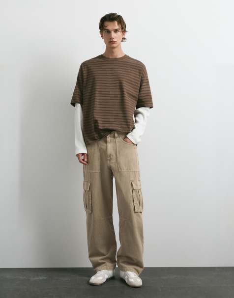 Pull&Bear jeans cargo relaxed beige - view 1