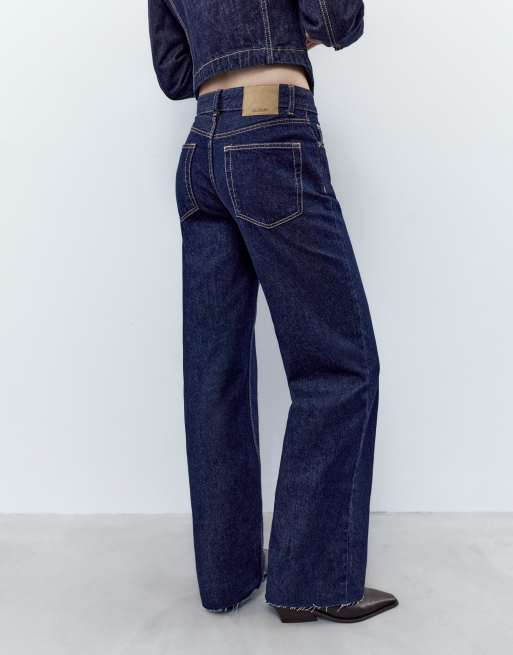Pull&Bear - Jeans dritti a fondo ampio blu inchiostro, 2 di 6