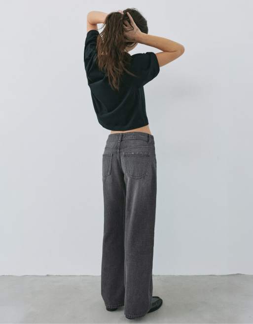 Pull&Bear jeans dritti a vita bassa grigi, 2 di 7