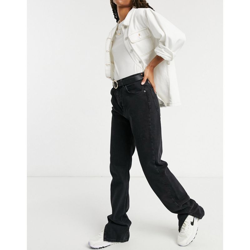 Donna K5HQK Pull&Bear - Jeans dritti anni '90 a vita alta con spacchi neri