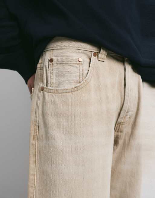 Pull&Bear - Jeans dritti regular color sabbia, 3 di 6