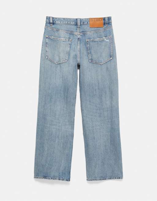 Pull&Bear jeans dritti strappati blu medio, 5 di 5
