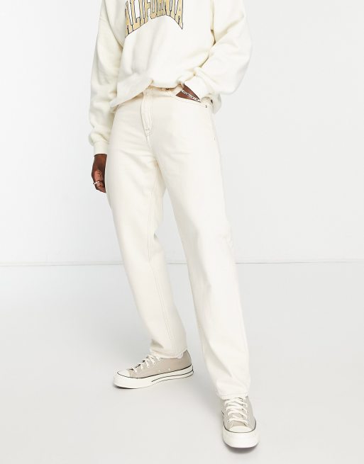 Pull&Bear – Jeans in Beige mit weitem Bein