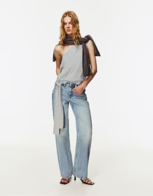 Pull & Bear - Jeans in Blassblau mit geradem Bein und niedrigem Bund