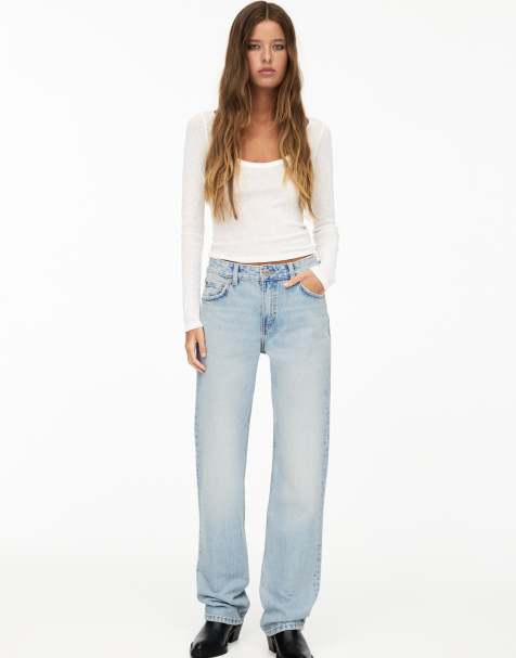 Pull&Bear – Jeans in Blassblau mit geradem Schnitt und mittelhohem Bund - view 1