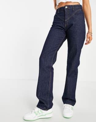 Pull & Bear - Jeans in Blau mit hohem Bund und geradem Bein, Kombiteil