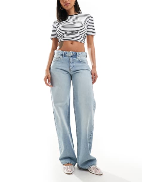 Pull&Bear – Jeans in Hellblau mit geradem Schnitt und niedrigem Bund - view 1