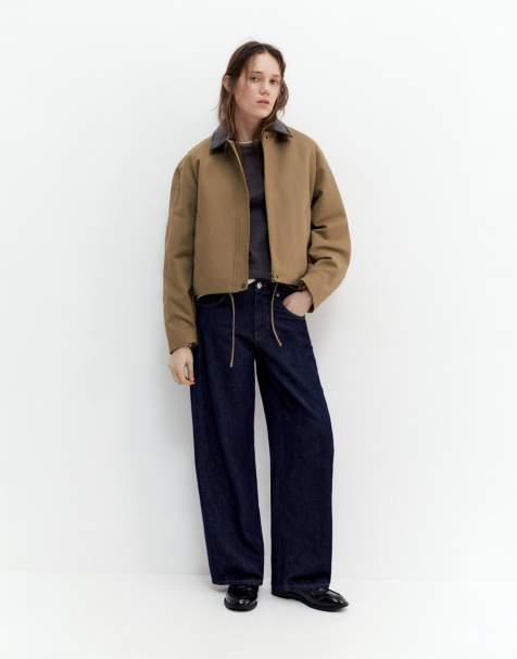 Pull&Bear – Jeans in Marineblau mit abgerundete, Beinschnitt und tiefem Bund - view 1