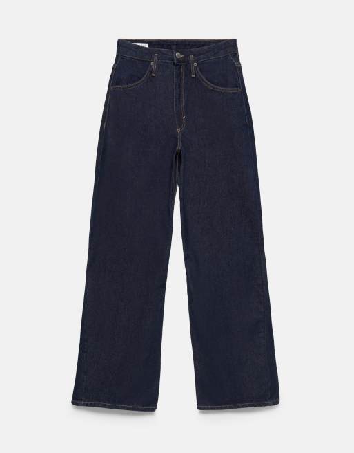 Pull&Bear – Jeans in Marineblau mit abgerundete, Beinschnitt und tiefem Bund, 6 von 7