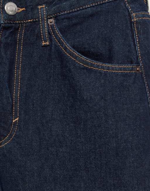 Pull&Bear – Jeans in Marineblau mit abgerundete, Beinschnitt und tiefem Bund, 7 von 7