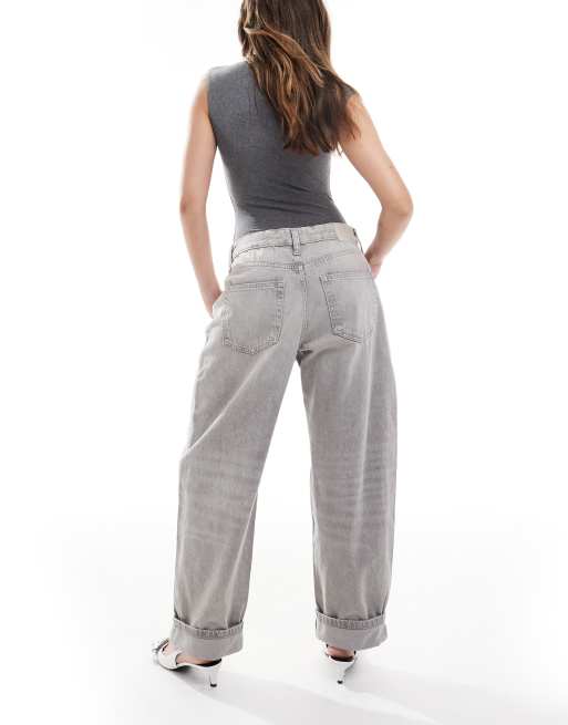 Pull&Bear – Jeans in verwaschenem Grau mit Ballonbeinschnitt, 3 von 5