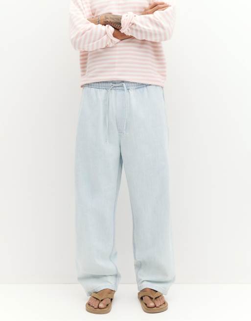 Pull&Bear – Jeans-Jogginghose in Blassblau, 2 von 4