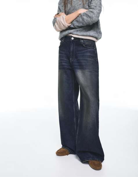 Pull&Bear - Jeans larghi a vita bassa blu scuro - view 1
