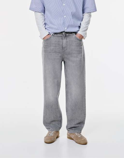 Pull&Bear - Jeans larghi color grigio pallido