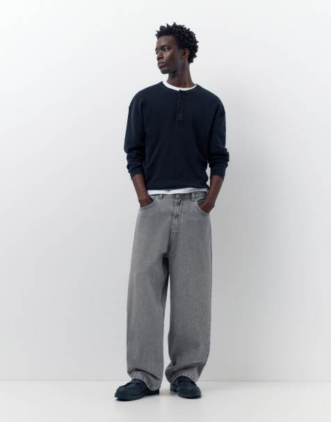 Pull&Bear - Jeans larghi vestibilità comoda color grigio pallido - view 1