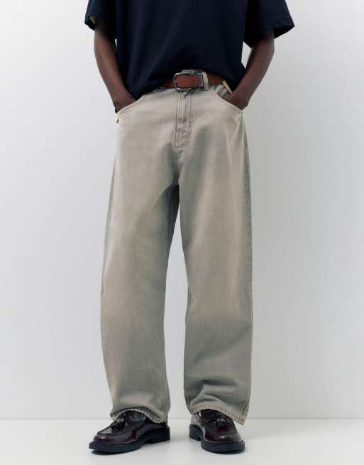 Pull&Bear - Jeans larghi vestibilità comoda grigio scuro, 3 di 4