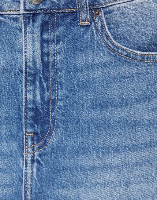 Pull&Bear jeans med hög midja och smal passform i mellanblå tvätt, 5 av 7