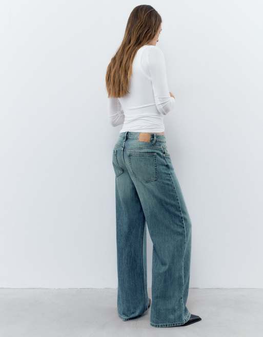 Pull&Bear jeans med låg midja och vida ben, 2 av 7