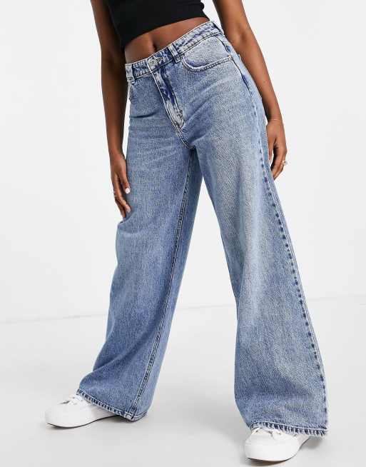 Pull&Bear jeans med vide ben i blå